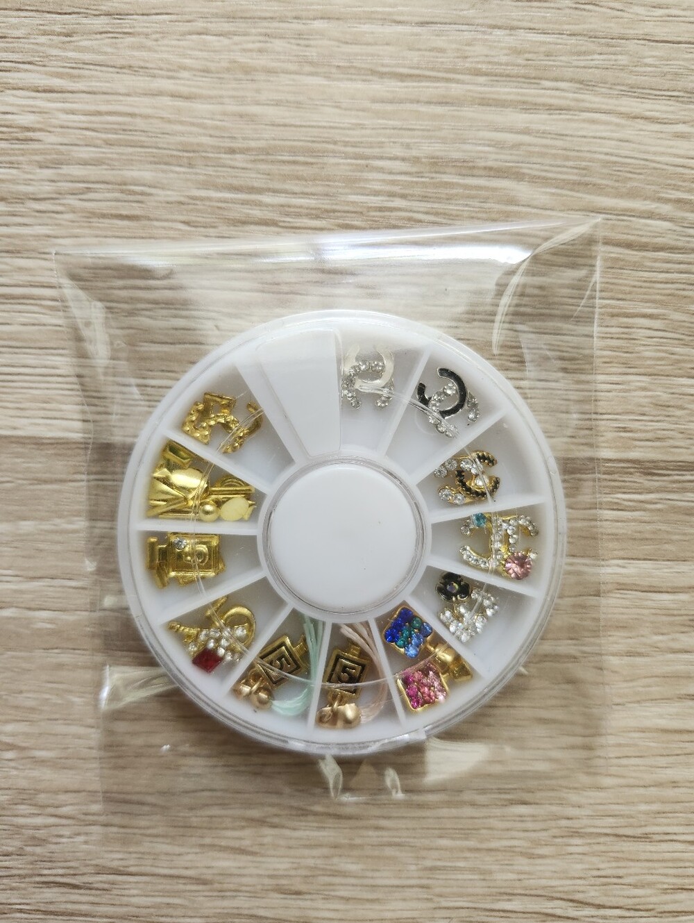 Gold-Tone Mixed Luxury Designer Nail Charms Set with Multicolor Gems